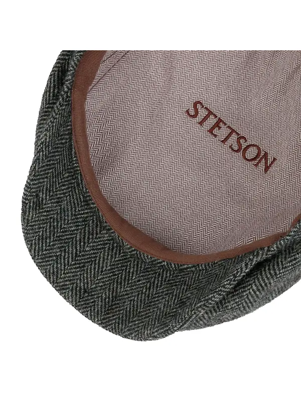 Stetson Belfast Driver Classic Wool Herringbone Flat Cap - Moss Green Image 3