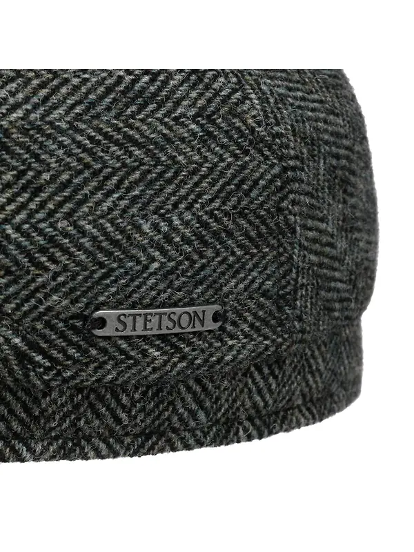 Stetson Belfast Driver Classic Wool Herringbone Flat Cap - Moss Green Image 4