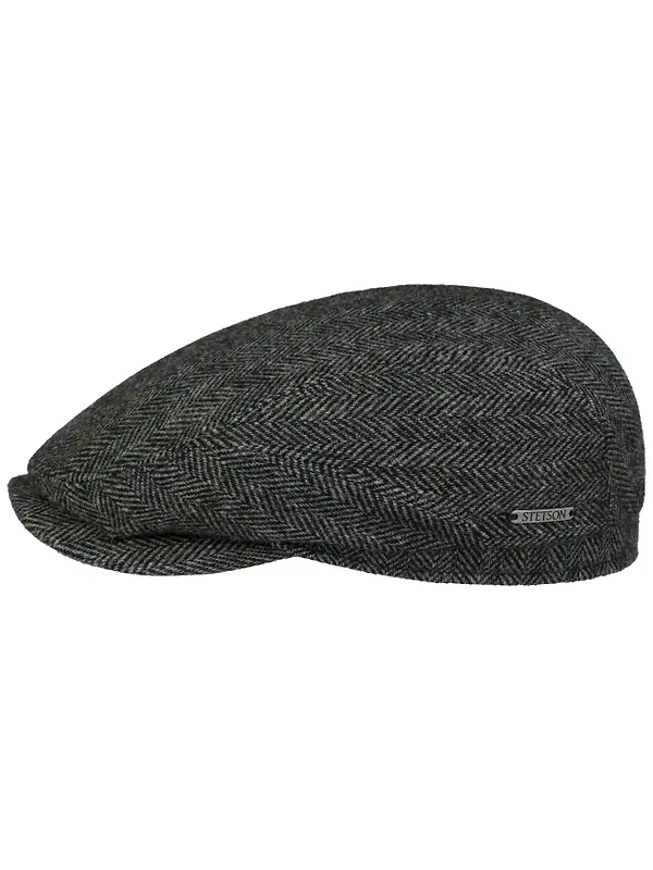 Stetson Belfast Driver Classic Wool Herringbone Flat Cap - Moss Green Image 1