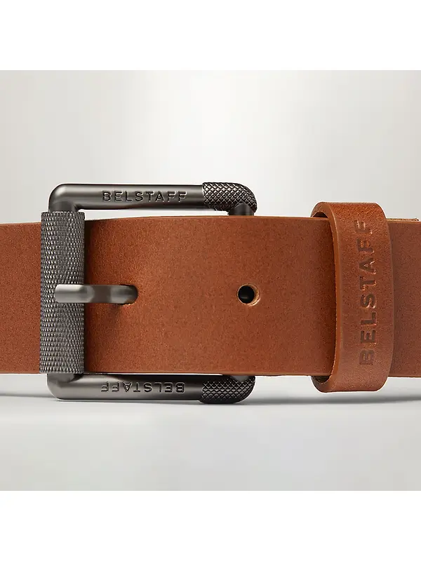 Belstaff Men's Calf Leather Roller Buckle Belt - Earth Brown Image 3