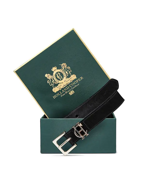 Holland Cooper Women's HC Slim Logo Belt - Black Image 2