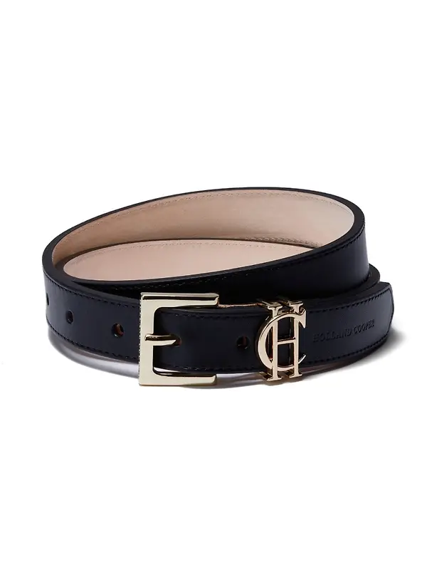 Holland Cooper Women's HC Slim Logo Belt - Black Image 1