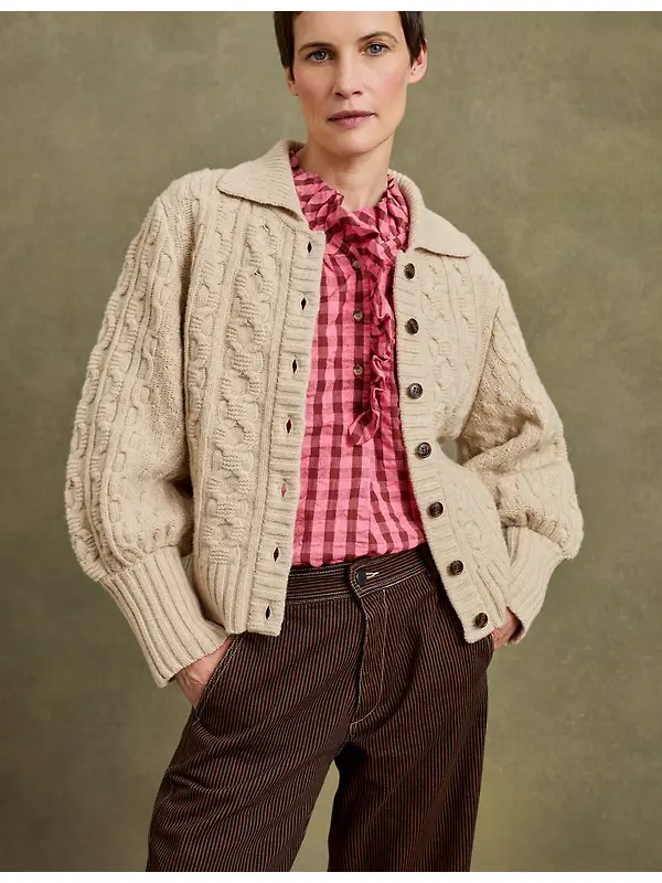 Penelope Chilvers Women's Cornwall Wool Cardigan - Cream Image 3