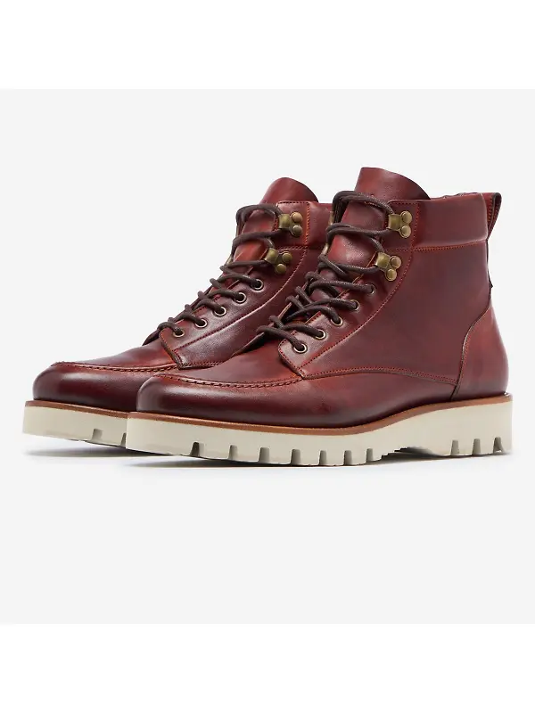 Oliver Sweeney Men's Bolhas Dip Dyed Calf Leather Moc Toe Boots - Tan Image 2