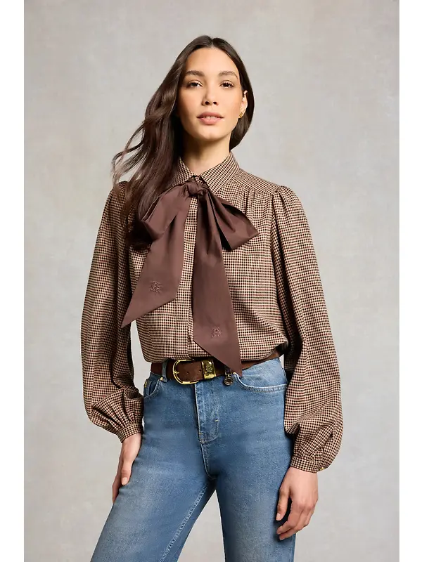 Holland Cooper Women's Burford Blouse - Coffee Gingham Image 2