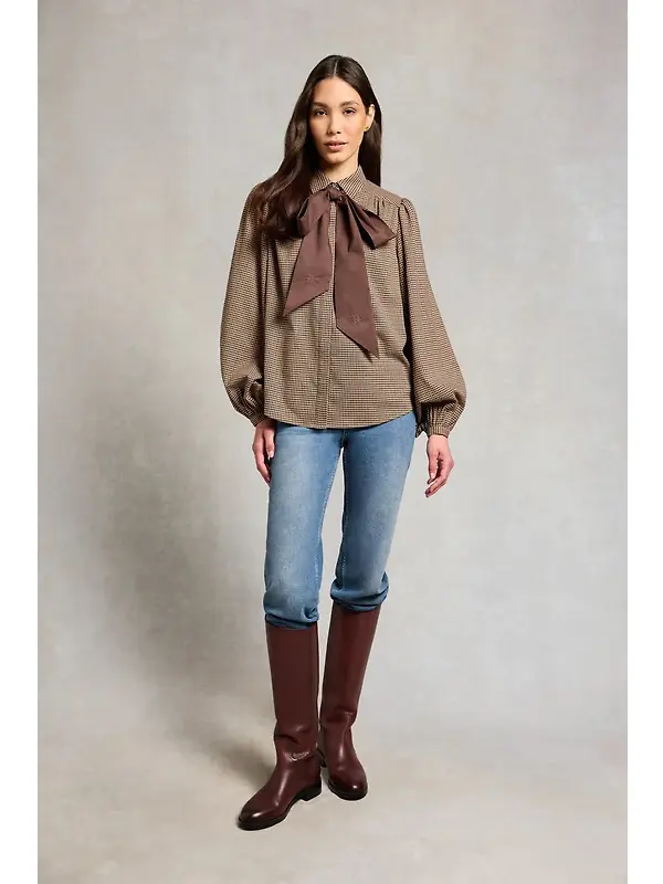 Holland Cooper Women's Burford Blouse - Coffee Gingham Image 4