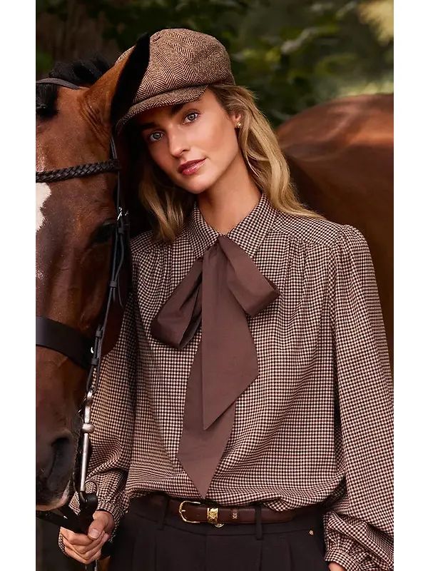 Holland Cooper Women's Burford Blouse - Coffee Gingham Image 3