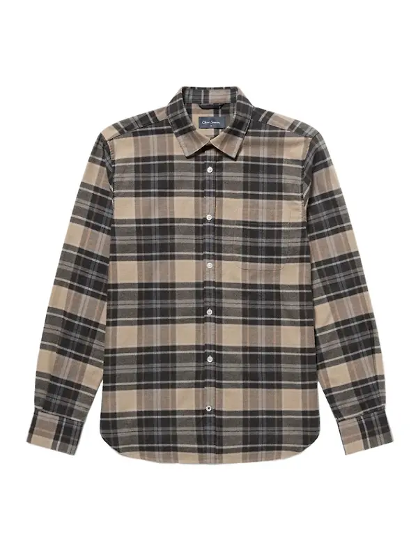 Oliver Sweeney Men's Censo Shirt - Camel/Navy Image 1