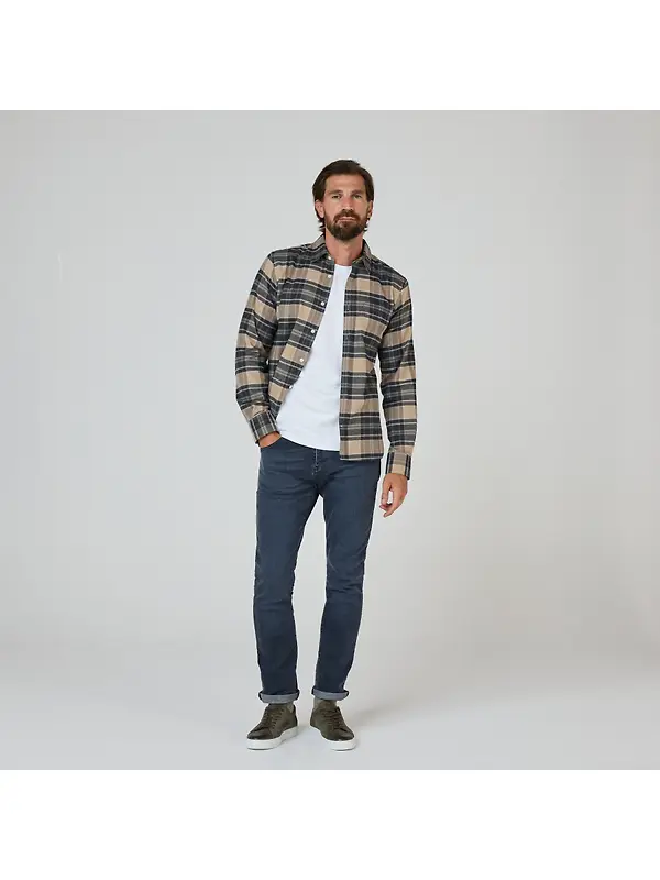 Oliver Sweeney Men's Censo Shirt - Camel/Navy Image 5