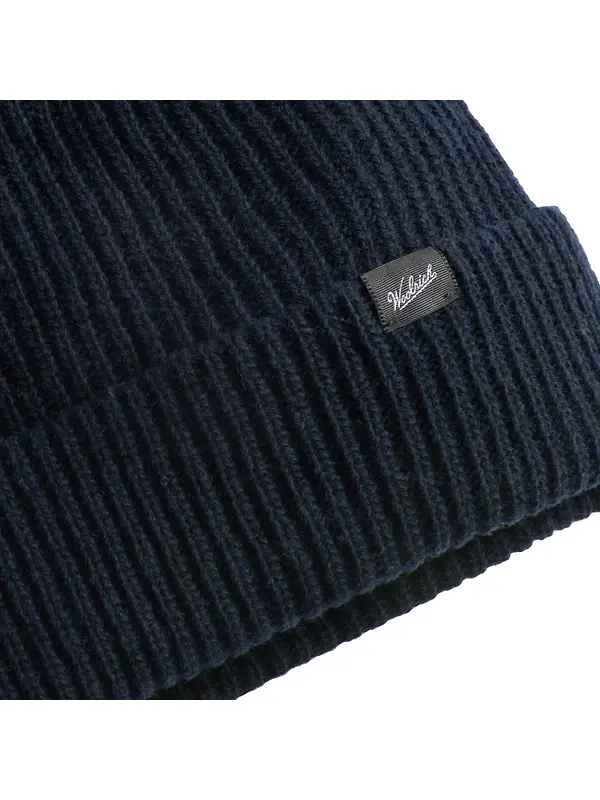 Woolrich Men's Merino Knitted Ribbed Beanie - Melton Blue Image 3