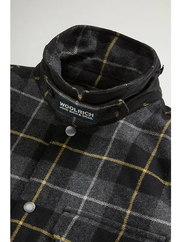 Woolrich Men's Recycled Italian Wool Blend Padded Alaskan Check Overshirt - Grey Black Check Image 6