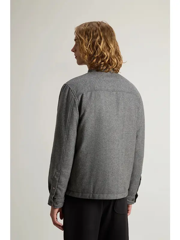 Woolrich Men's Wool Check Alaskan Shirt Jacket - Herringbone Grey Image 4