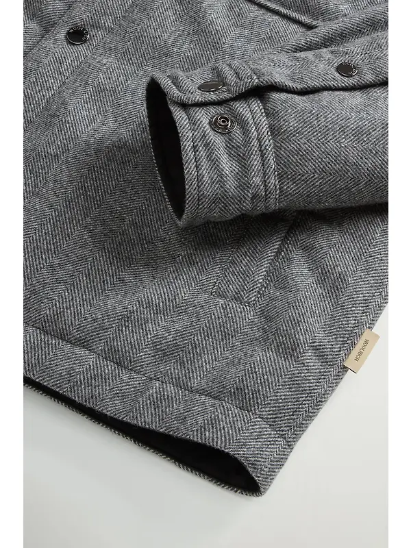 Woolrich Men's Wool Check Alaskan Shirt Jacket - Herringbone Grey Image 7