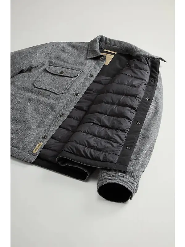 Woolrich Men's Wool Check Alaskan Shirt Jacket - Herringbone Grey Image 8