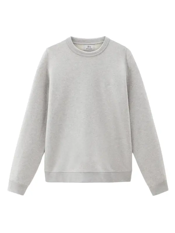 Woolrich Men's Logo Script Cotton Fleece Crewneck - Light Grey Melange Image 1