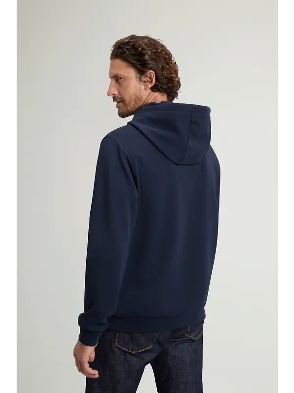 Woolrich Men's Cotton-Blend Interlock Hooded Sweatshirt - Melton Blue Image 4