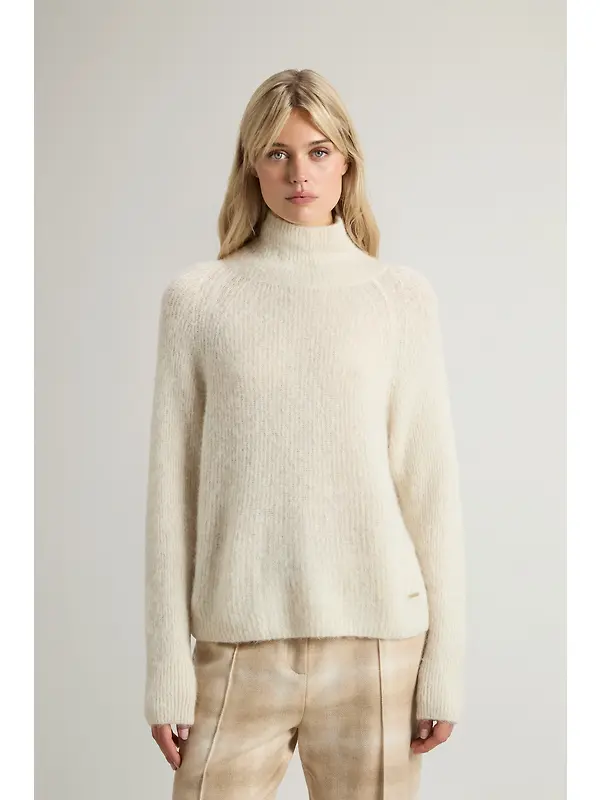 Woolrich Women's Soft Alpaca Turtleneck - Milky Cream Image 2