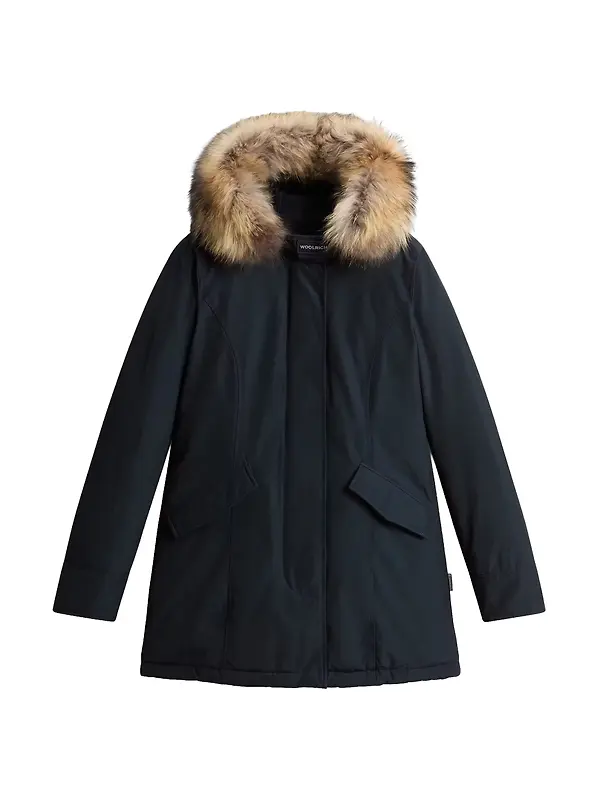 Woolrich Women's Ramar Cloth Arctic Parka with Detachable Fur Trim - Dark Navy Image 1