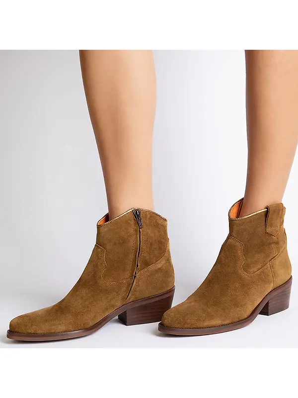 Penelope Chilvers Women's Cassidy Suede Cowboy Boots - Tan Image 2
