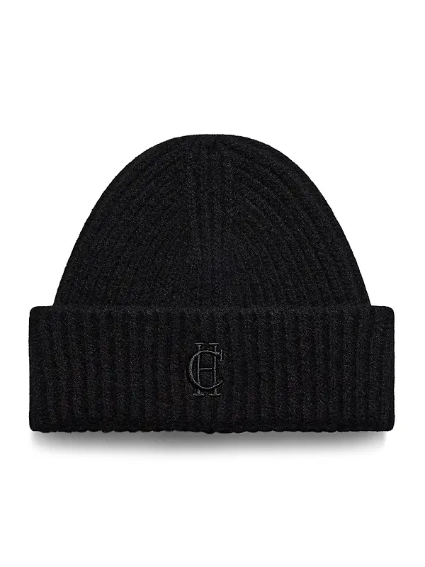 Holland Cooper Classic Embroidered Beanie - Black Image 1