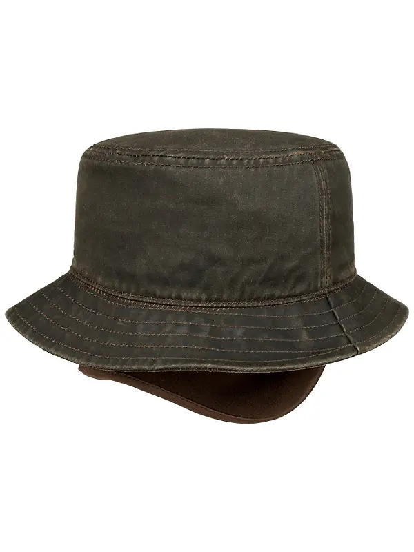 Stetson Cloth Bucket Hat with Ear Flaps - Brown Image 4