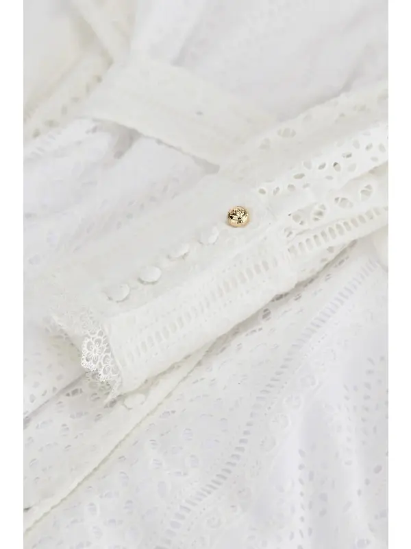 Holland Cooper Women's Collarless Broderie Mini Dress - White Image 8