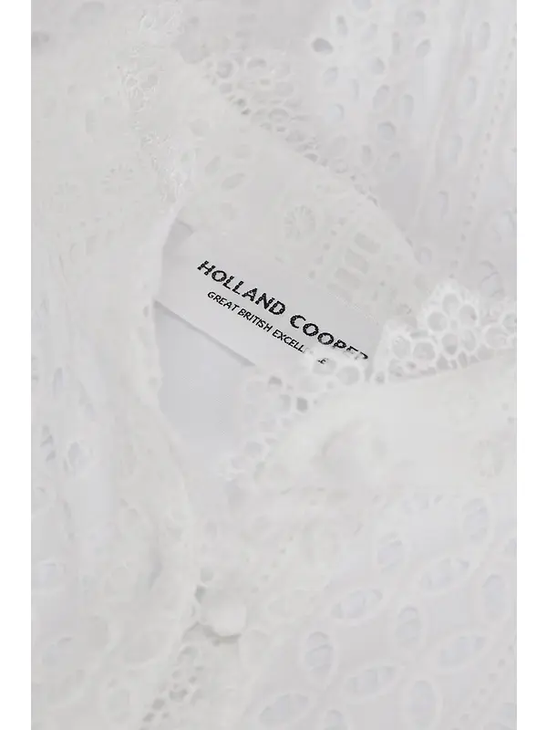 Holland Cooper Women's Collarless Broderie Mini Dress - White Image 6