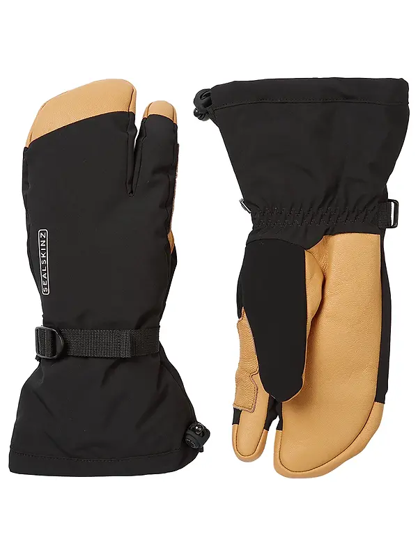 Sealskinz Congham Waterproof Thermal Ski Split Finger Mittens - Black Image 1