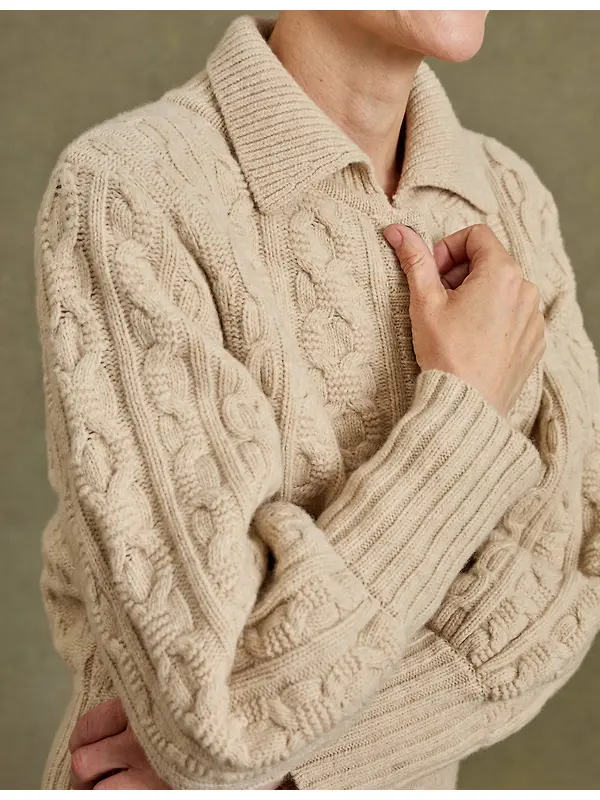 Penelope Chilvers Women's Cornwall Wool Cardigan - Cream Image 5