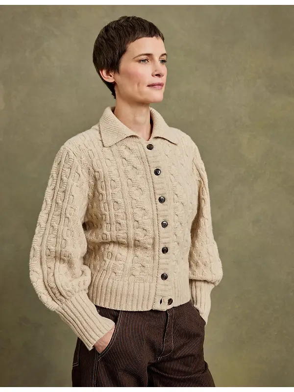 Penelope Chilvers Women's Cornwall Wool Cardigan - Cream Image 2