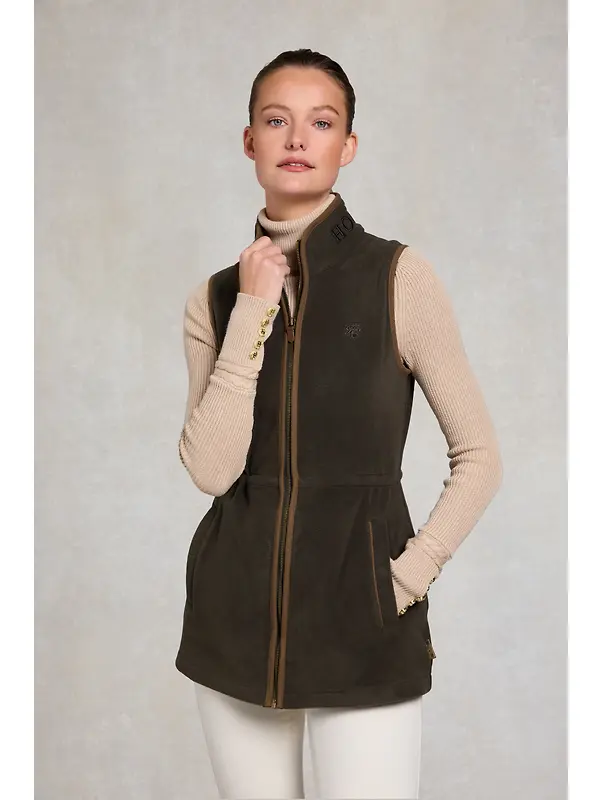 Holland Cooper Women's Country Longline Fleece Gilet - Khaki Image 3