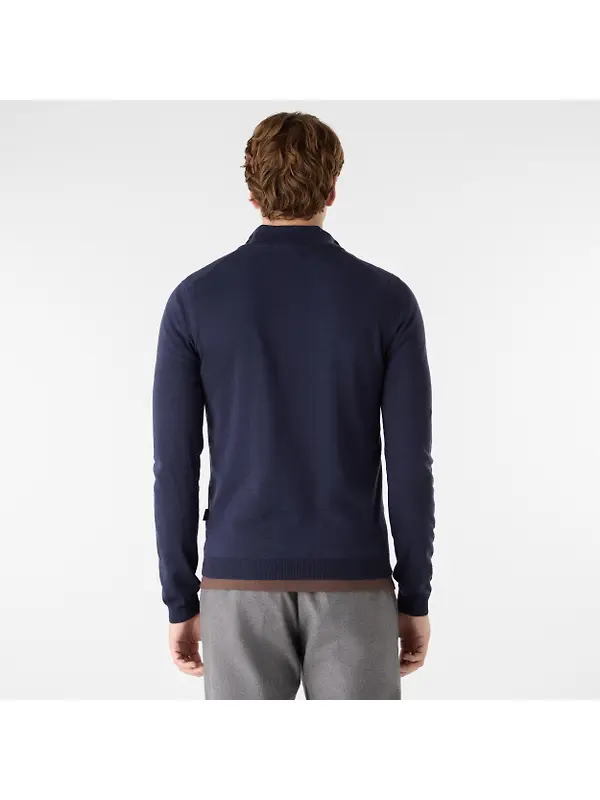 Oliver Sweeney Men's Curragh Merino Wool Quarter Zip Jumper - Navy Marl Image 3