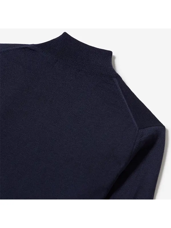 Oliver Sweeney Men's Curragh Merino Wool Quarter Zip Jumper - Navy Marl Image 6