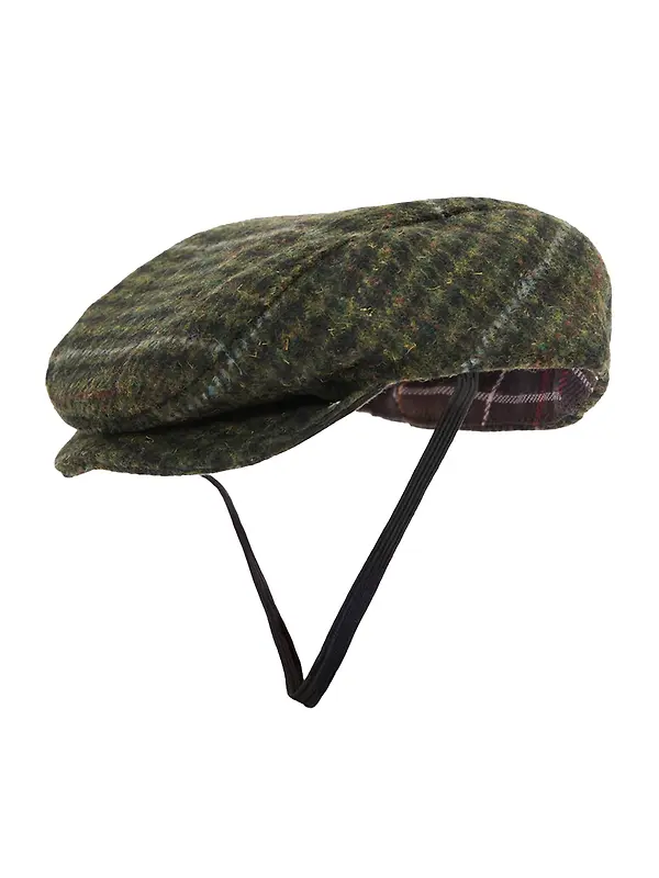 Barbour Wilkin Dog Flat Cap - Olive Check Image 1
