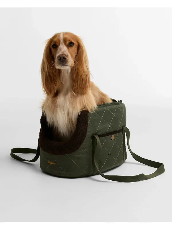 Barbour Small Quilted Dog Carrier - Olive Image 2