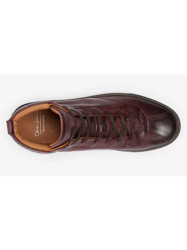 Oliver Sweeney Men's Defeza Hand Finished Calf Leather Retro Trainers - Burgundy Image 4