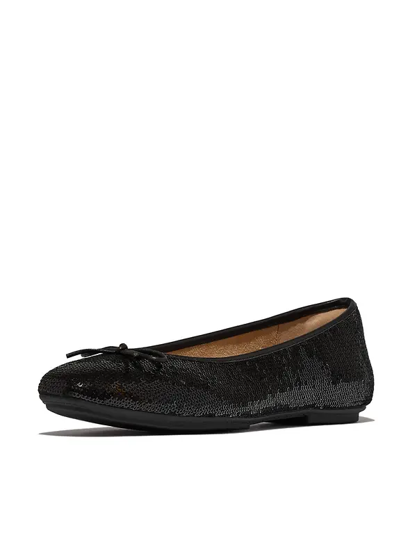 FitFlop Women's DELICATO Bow Sequin Ballet Flats - Black Image 4