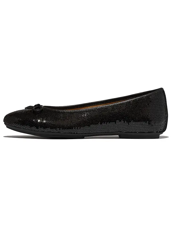 FitFlop Women's DELICATO Bow Sequin Ballet Flats - Black Image 6
