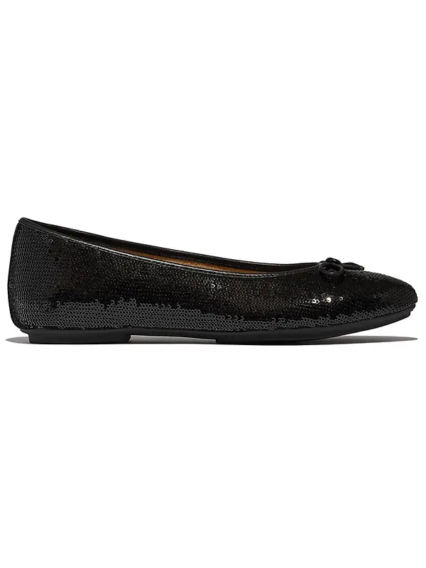 FitFlop Women's DELICATO Bow Sequin Ballet Flats - Black Image 1