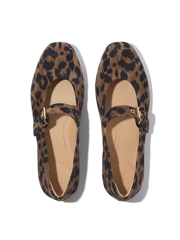 FitFlop Women's DELICATO Leopard Suede Mary Janes - Chocolate Mix Image 3