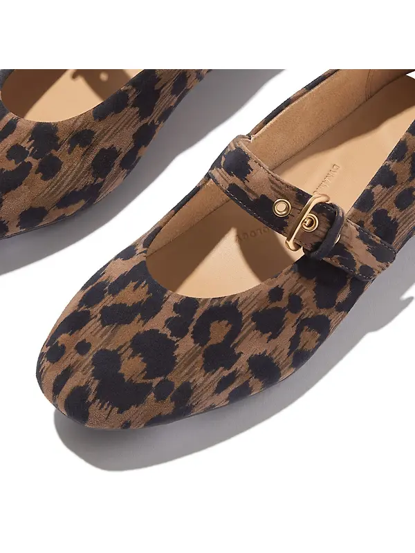 FitFlop Women's DELICATO Leopard Suede Mary Janes - Chocolate Mix Image 4