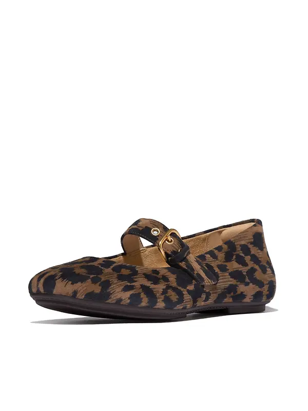 FitFlop Women's DELICATO Leopard Suede Mary Janes - Chocolate Mix Image 5