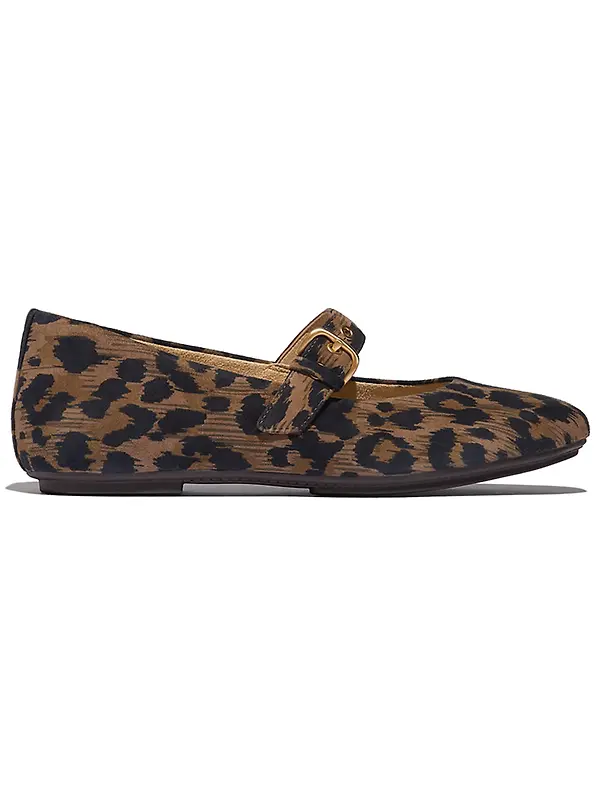 FitFlop Women's DELICATO Leopard Suede Mary Janes - Chocolate Mix Image 1