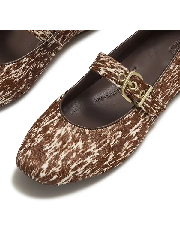 FitFlop Women's Delicato Leather Pony-Hair Mary Janes - Brown / White Image 4