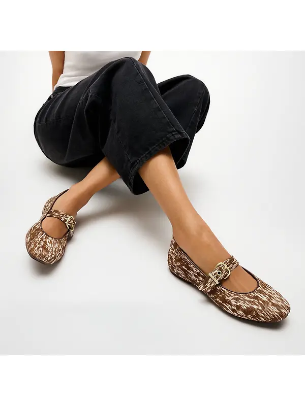 FitFlop Women's Delicato Leather Pony-Hair Mary Janes - Brown / White Image 2