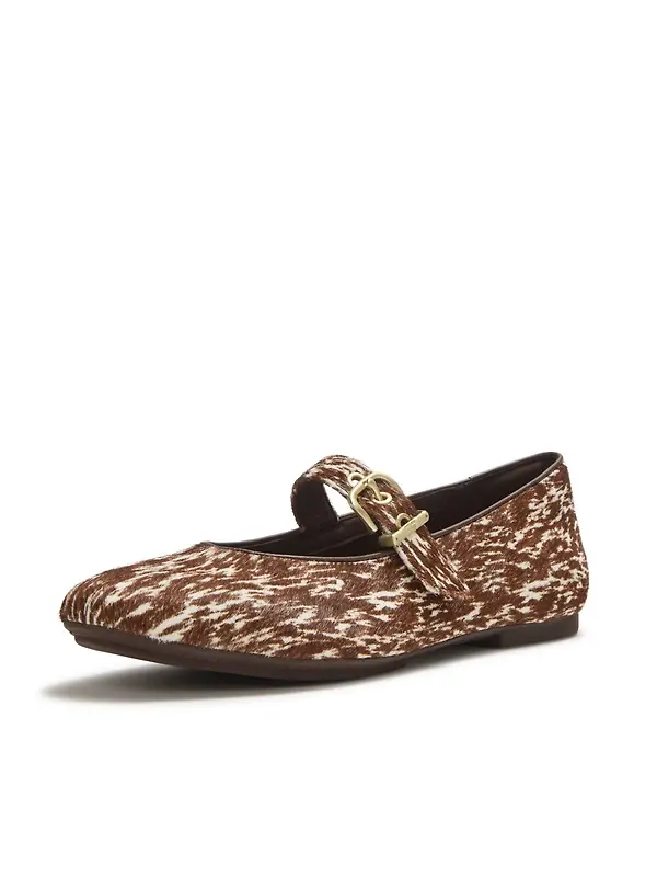 FitFlop Women's Delicato Leather Pony-Hair Mary Janes - Brown / White Image 5