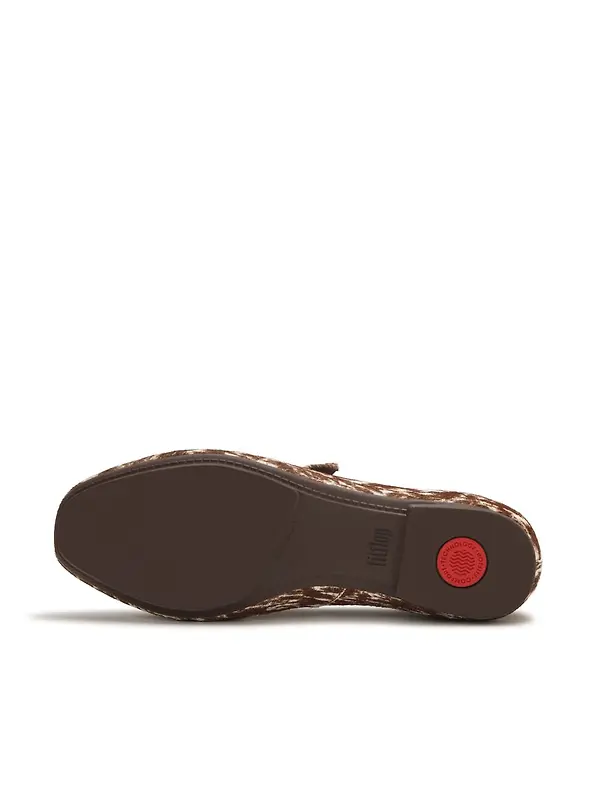 FitFlop Women's Delicato Leather Pony-Hair Mary Janes - Brown / White Image 6