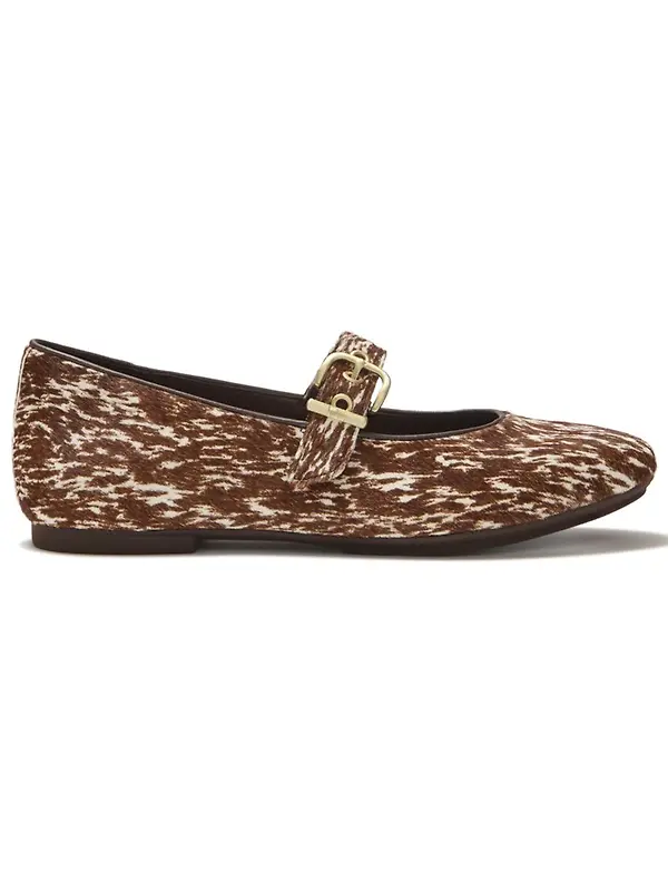 FitFlop Women's Delicato Leather Pony-Hair Mary Janes - Brown / White Image 1