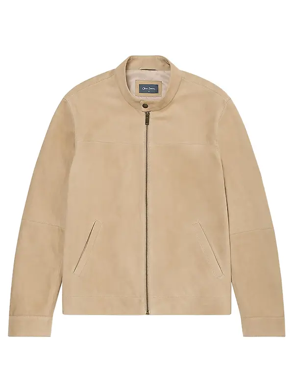 Oliver Sweeney Men's Dimson Suede Biker Jacket - Sand Image 1