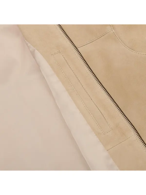 Oliver Sweeney Men's Dimson Suede Biker Jacket - Sand Image 9